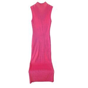 Acler Ribbed Knit Midi Dress Pink 6 Luxe Bodycon Y2K Glam Designer